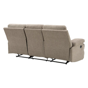 Sofa inclinable en tissu taupe avec table centrale rabattable - Side-Swipe