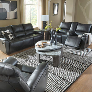Fauteuil berçant et inclinable aspect cuir noir - Glossmore