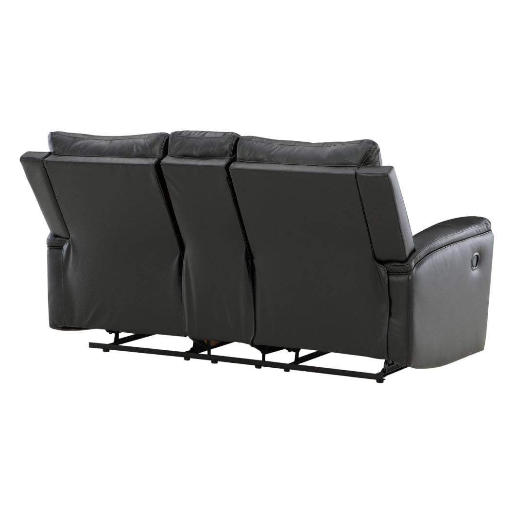 Causeuse inclinable aspect cuir noir avec console - Glossmore