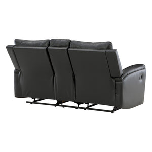 Causeuse inclinable aspect cuir noir avec console - Glossmore