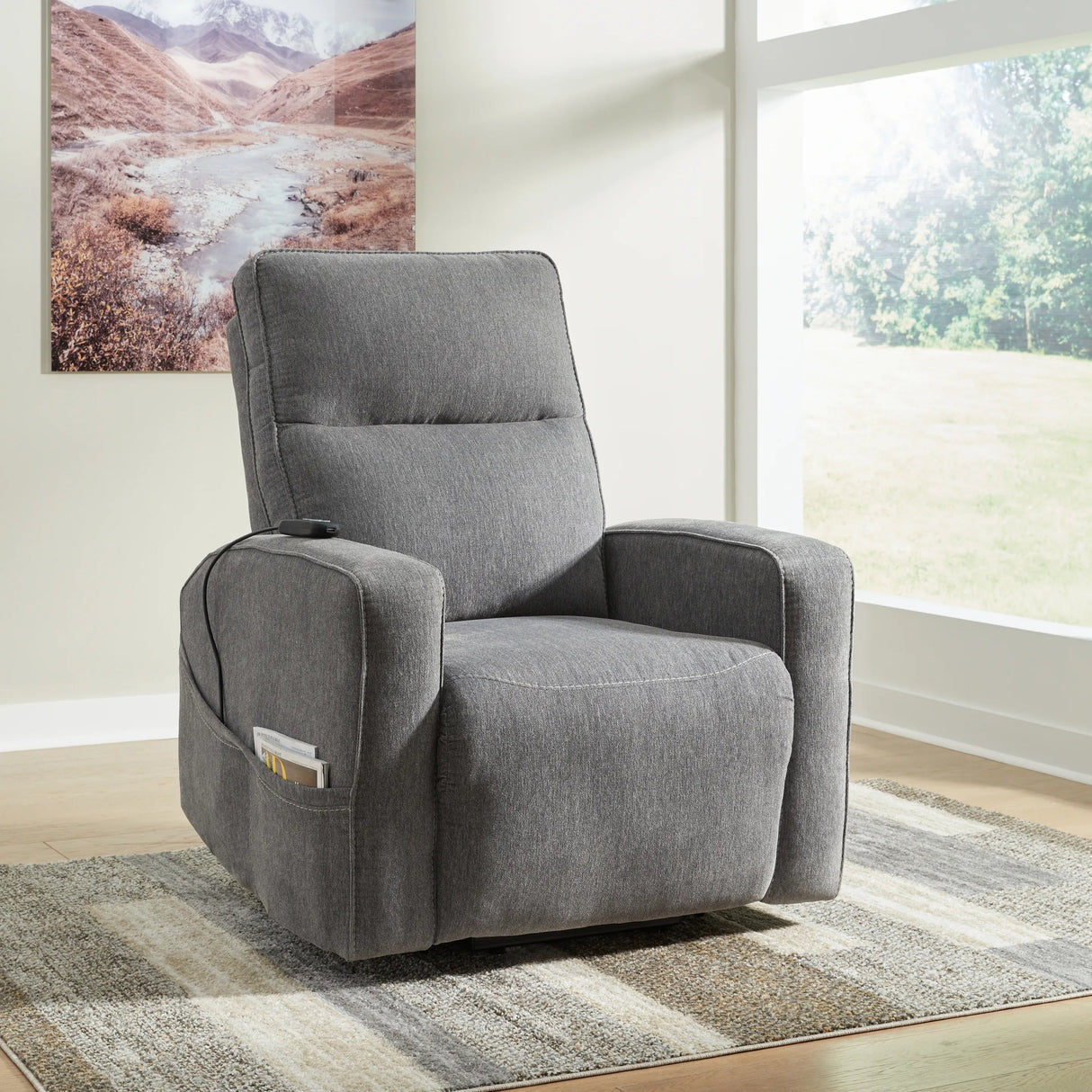 Fauteuil lève-personne motorisé chauffant et massant en tissu gris - Starganza