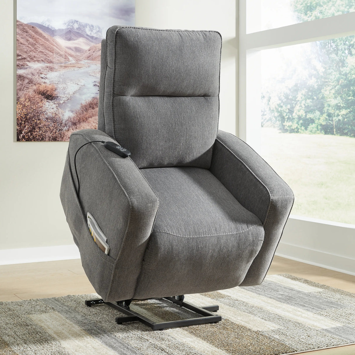 Fauteuil lève-personne motorisé chauffant et massant en tissu gris - Starganza