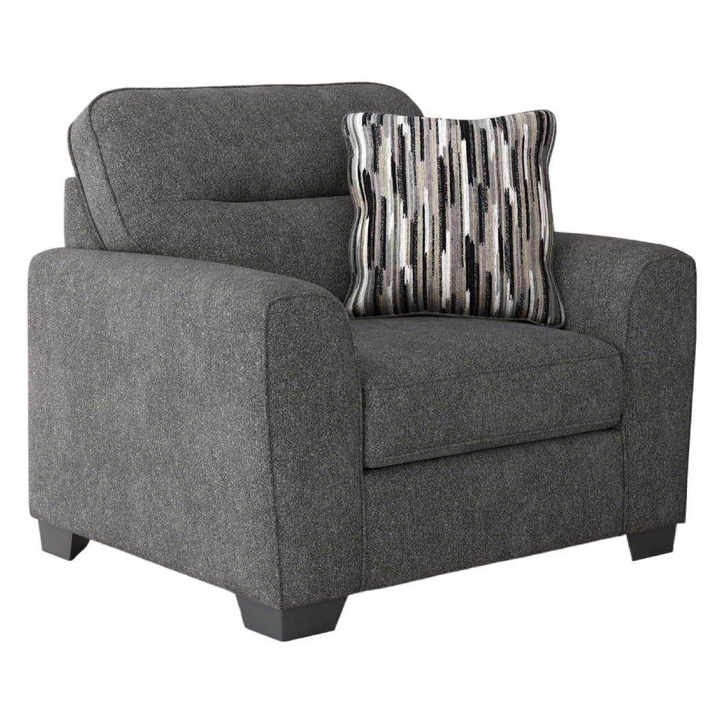 Fauteuil surdimensionné en tissu gris graphite avec coussin - Arendale
