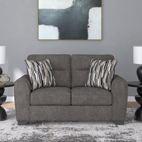 Causeuse en tissu gris graphite avec coussins - Arendale