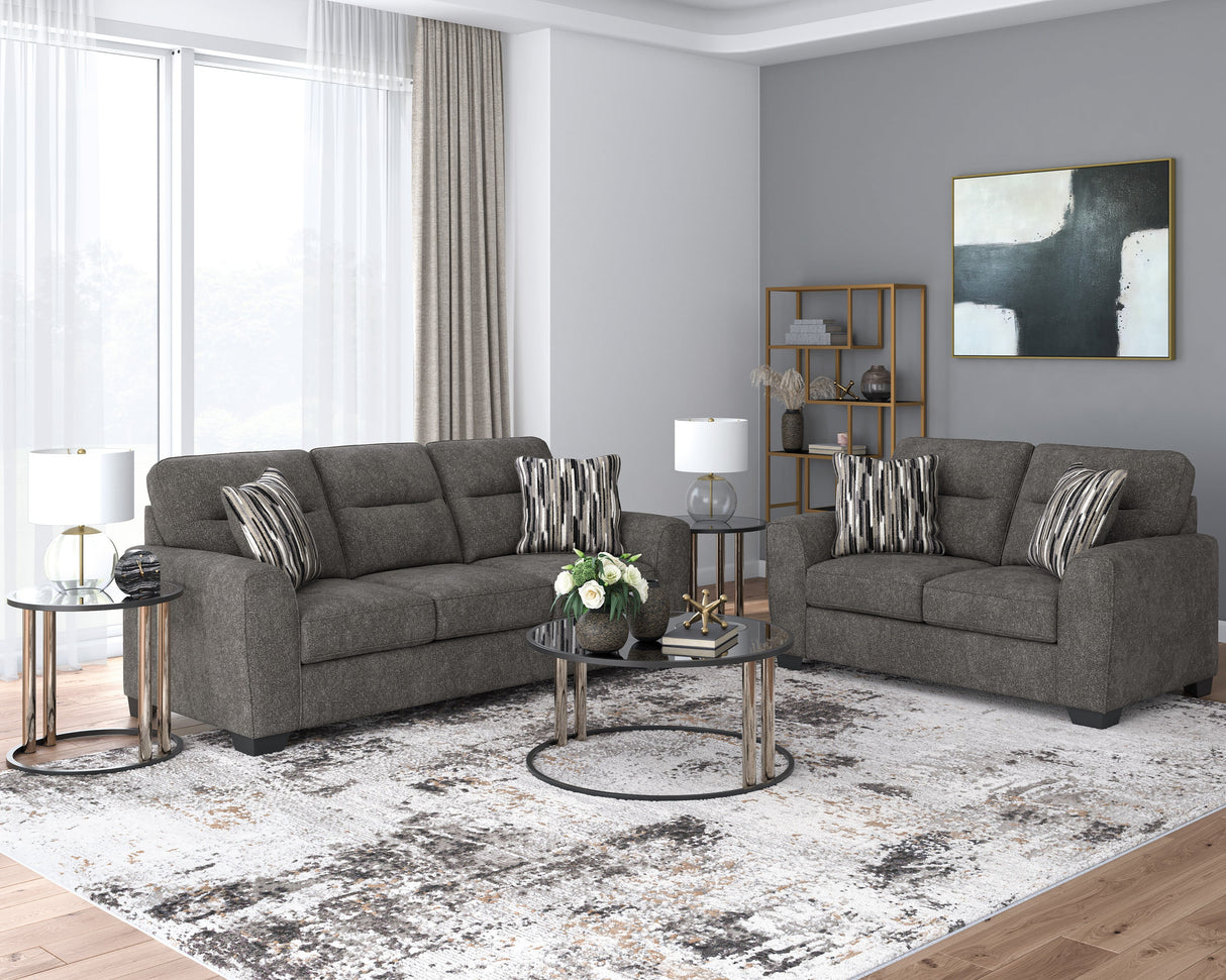 Sofa en tissu gris graphite avec coussins - Arendale