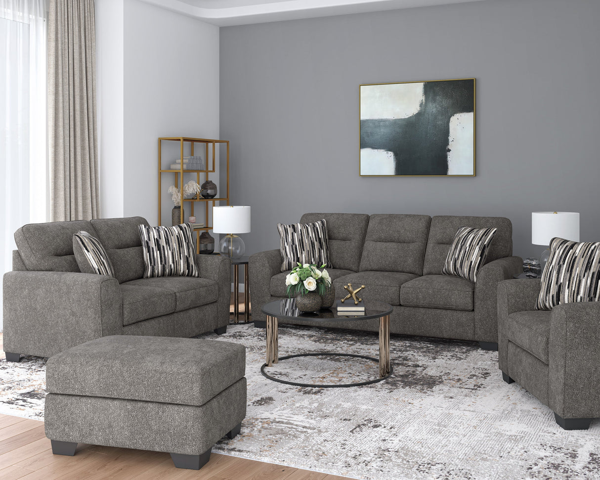 Sofa en tissu gris graphite avec coussins - Arendale