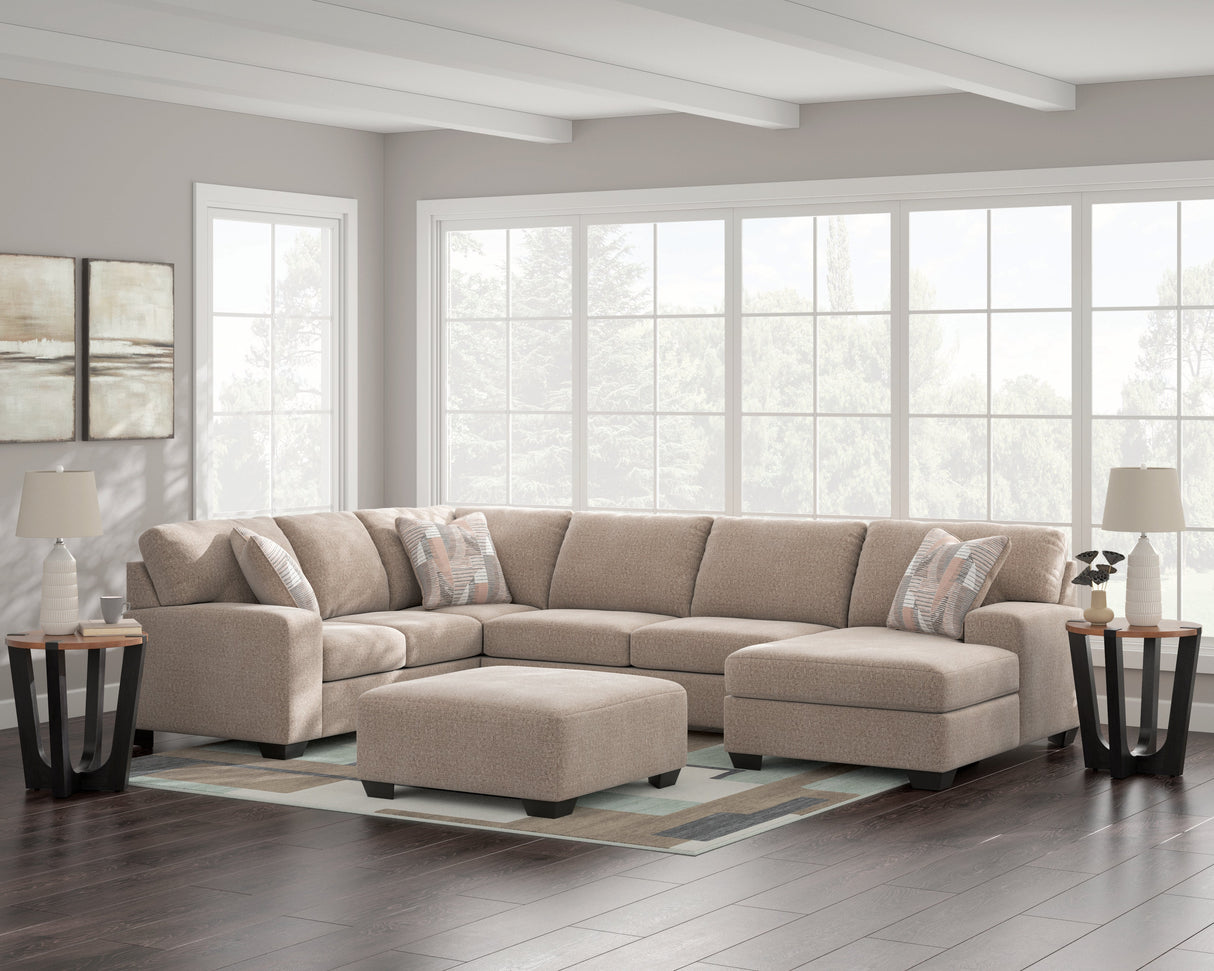 Ottoman surdimensionné en tissu beige - Clarington