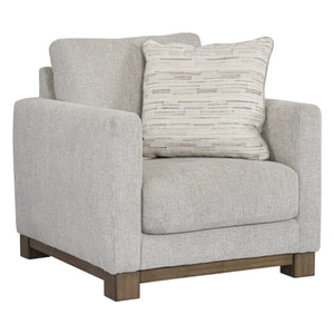 Fauteuil en tissu gris pâle avec coussin - MarinaMae