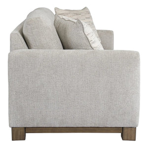 Sofa condo en tissu gris pâle avec coussins - MarinaMae