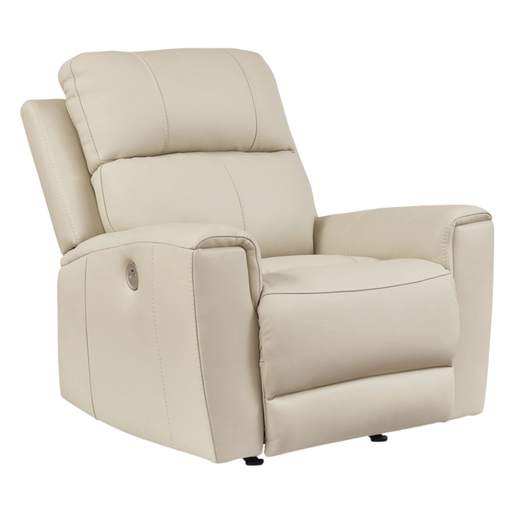 Fauteuil berçant et motorisé en cuir beige - Dahlmoore