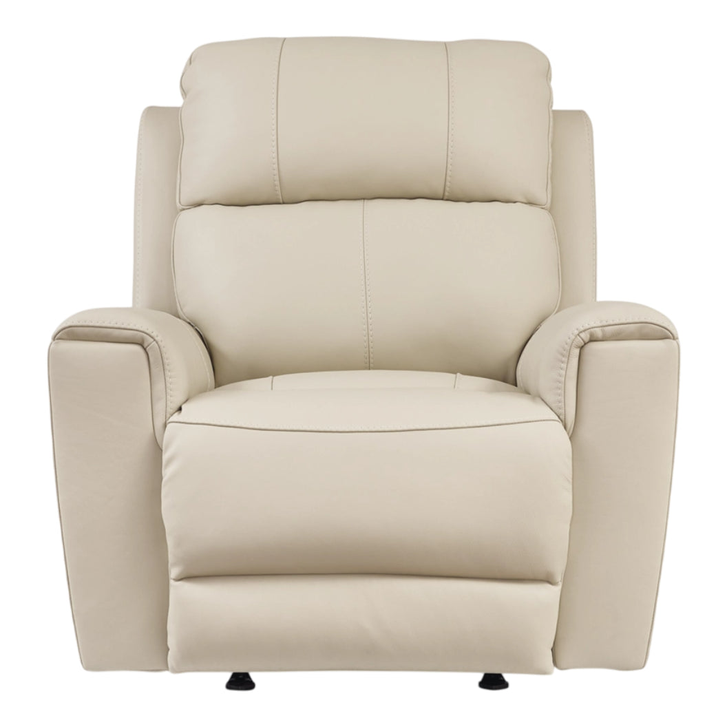 Fauteuil berçant et motorisé en cuir beige - Dahlmoore