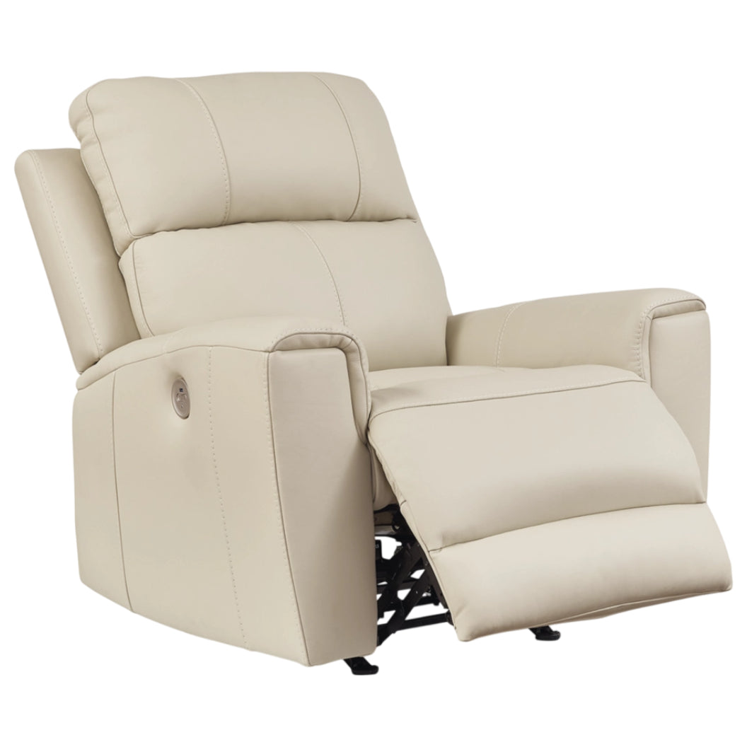 Fauteuil berçant et motorisé en cuir beige - Dahlmoore