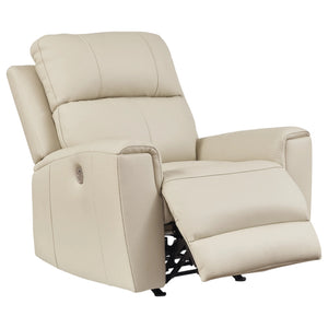 Fauteuil berçant et motorisé en cuir beige - Dahlmoore