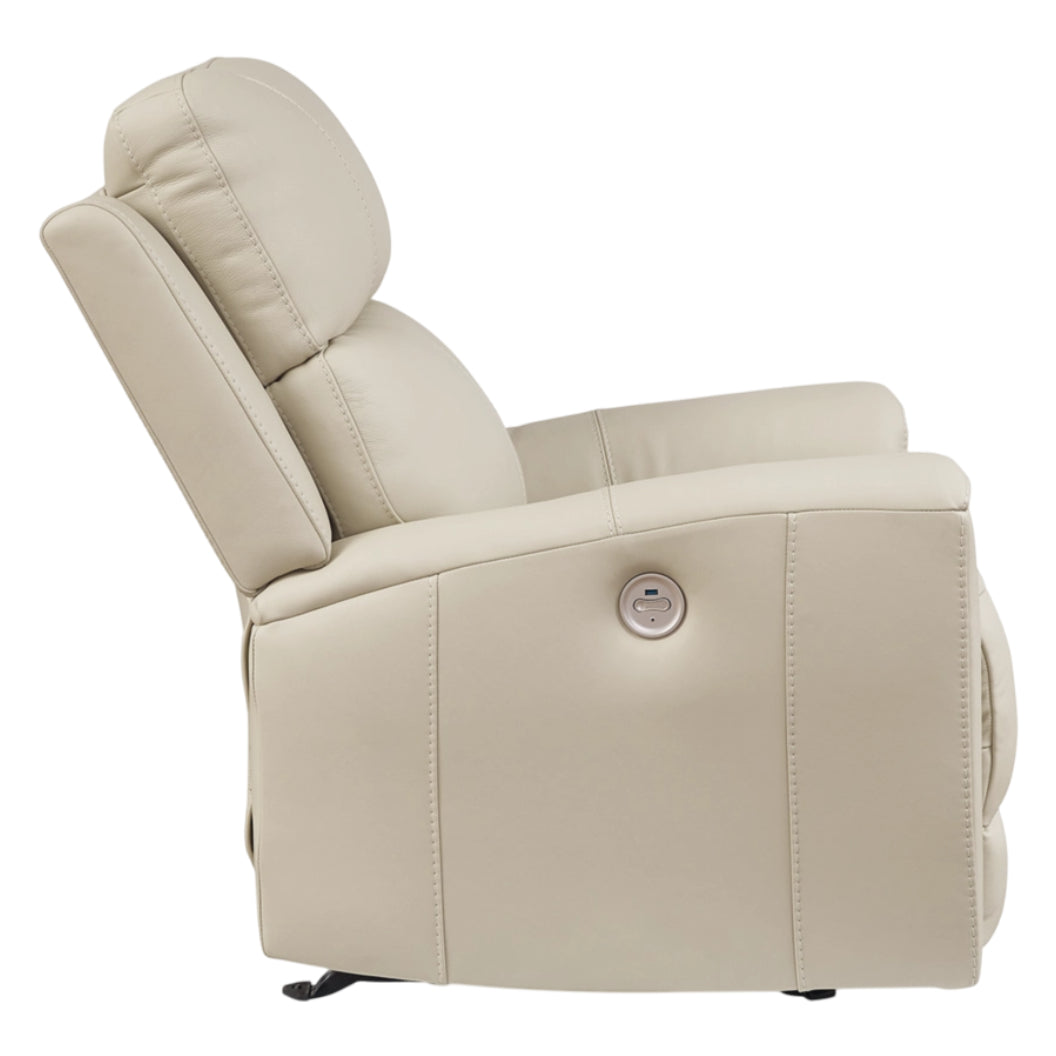 Fauteuil berçant et motorisé en cuir beige - Dahlmoore