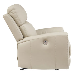 Fauteuil berçant et motorisé en cuir beige - Dahlmoore