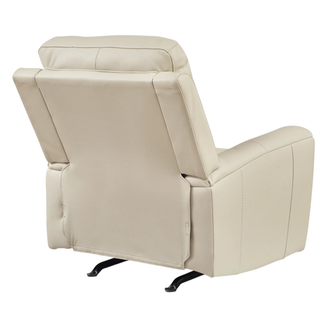 Fauteuil berçant et motorisé en cuir beige - Dahlmoore
