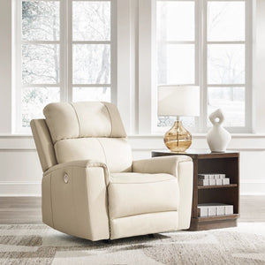 Fauteuil berçant et motorisé en cuir beige - Dahlmoore