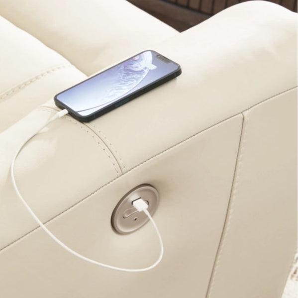 Sofa motorisé en cuir beige - Dahlmoore