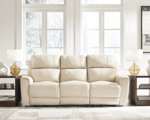 Sofa motorisé en cuir beige - Dahlmoore