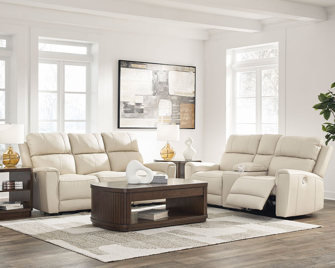 Sofa motorisé en cuir beige - Dahlmoore