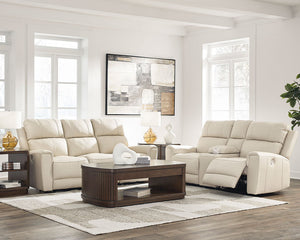 Sofa motorisé en cuir beige - Dahlmoore