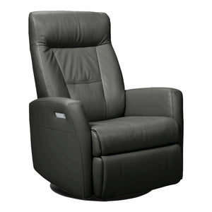 Fauteuil berçant, pivotant et inclinable motorisé en cuir gris foncé - Benga Nordic
