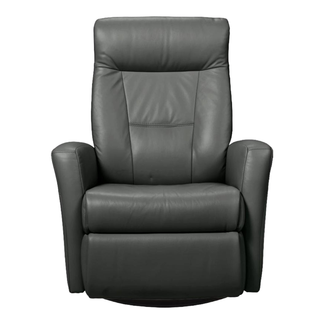 Fauteuil berçant, pivotant et inclinable motorisé en cuir gris foncé - Benga Nordic