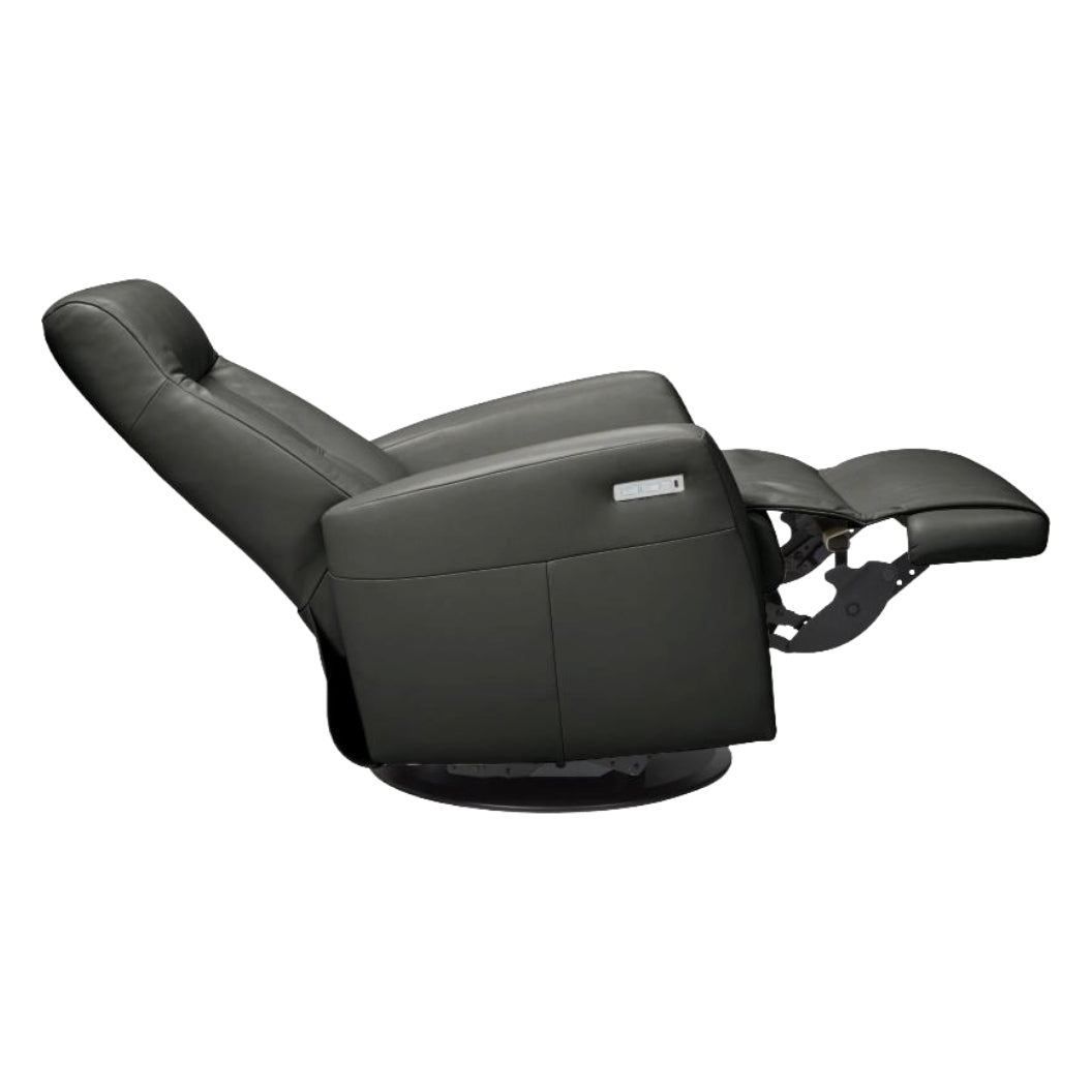 Fauteuil berçant, pivotant et inclinable motorisé en cuir gris foncé - Benga Nordic