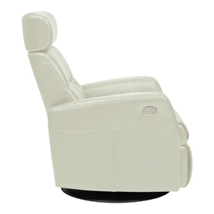 Fauteuil berçant, pivotant et inclinable motorisé en cuir ivoire - Tya Nordic