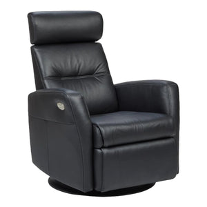 Fauteuil berçant, pivotant et inclinable motorisé en cuir noir - Tya Nordic