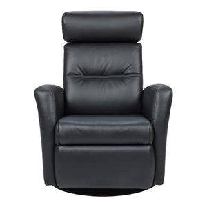 Fauteuil berçant, pivotant et inclinable motorisé en cuir noir - Tya Nordic