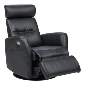 Fauteuil berçant, pivotant et inclinable motorisé en cuir noir - Tya Nordic