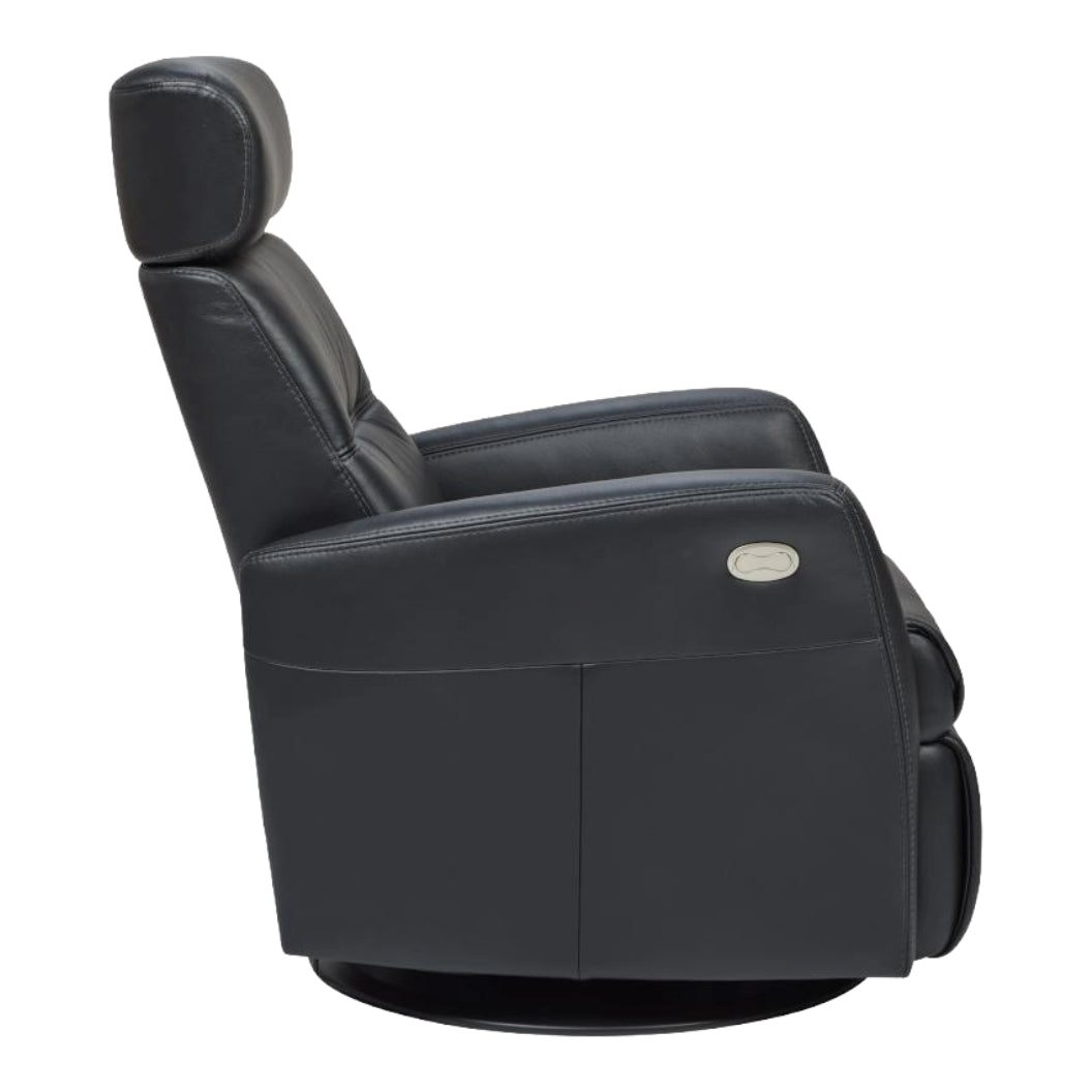 Fauteuil berçant, pivotant et inclinable motorisé en cuir noir - Tya Nordic