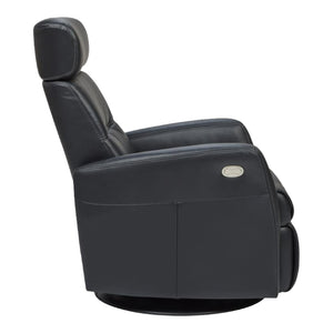 Fauteuil berçant, pivotant et inclinable motorisé en cuir noir - Tya Nordic