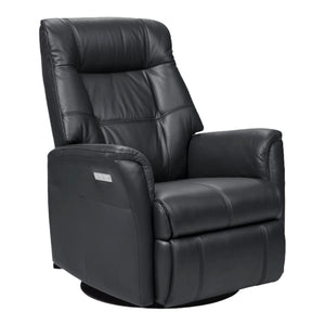 Fauteuil berçant, pivotant et inclinable motorisé en cuir noir - Muru Nordic