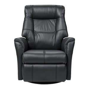 Fauteuil berçant, pivotant et inclinable motorisé en cuir noir - Muru Nordic