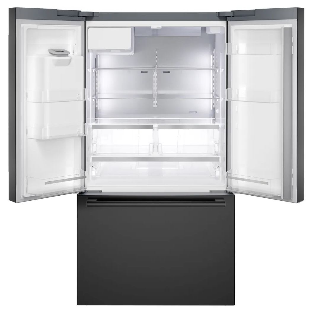 Réfrigérateur porte française 36 po, 21,6 pi³ Inox noir, 3 portes - Série 500 avec distributeur d'eau et machine à glaçons