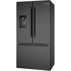 Réfrigérateur porte française 36 po, 21,6 pi³ Inox noir, 3 portes - Série 500 avec distributeur d'eau et machine à glaçons