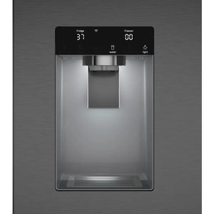 Réfrigérateur porte française 36 po, 21,6 pi³ Inox noir, 3 portes - Série 500 avec distributeur d'eau et machine à glaçons