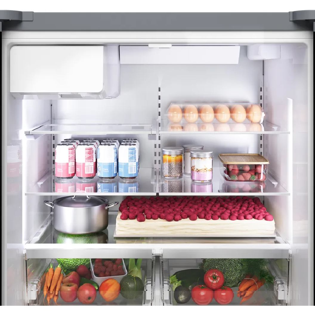 Réfrigérateur porte française 36 po, 21,6 pi³ Inox noir, 3 portes - Série 500 avec distributeur d'eau et machine à glaçons