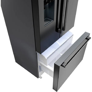 Réfrigérateur porte française 36 po, 21,6 pi³ Inox noir, 3 portes - Série 500 avec distributeur d'eau et machine à glaçons