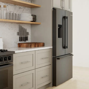 Réfrigérateur porte française 36 po, 21,6 pi³ Inox noir, 3 portes - Série 500 avec distributeur d'eau et machine à glaçons