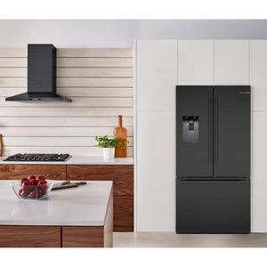 Réfrigérateur porte française 36 po, 21,6 pi³ Inox noir, 3 portes - Série 500 avec distributeur d'eau et machine à glaçons