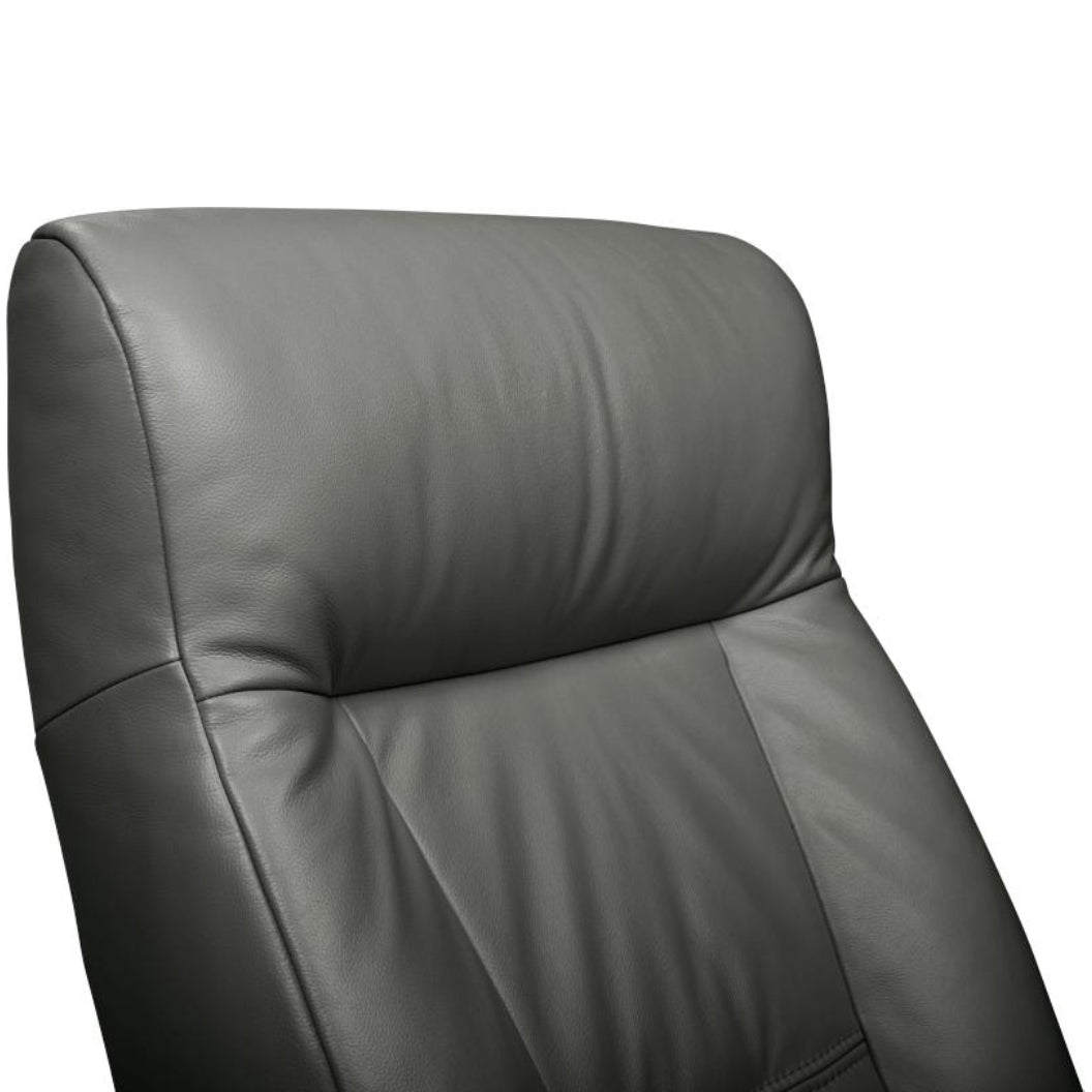 Fauteuil berçant, pivotant et inclinable motorisé en cuir gris foncé - Benga Nordic
