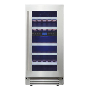 Cellier à vin 15 po, 23 bouteilles Inox - 2 zones