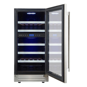 Cellier à vin 15 po, 23 bouteilles Inox - 2 zones