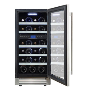 Cellier à vin 15 po, 23 bouteilles Inox - 2 zones