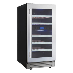 Cellier à vin 15 po, 23 bouteilles Inox - 2 zones