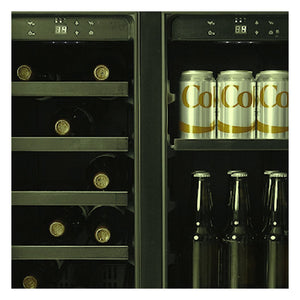 Combiné Cellier/Centre de breuvages porte française 24 po, 21 bouteilles & 64 canettes Noir - 2 zonesw