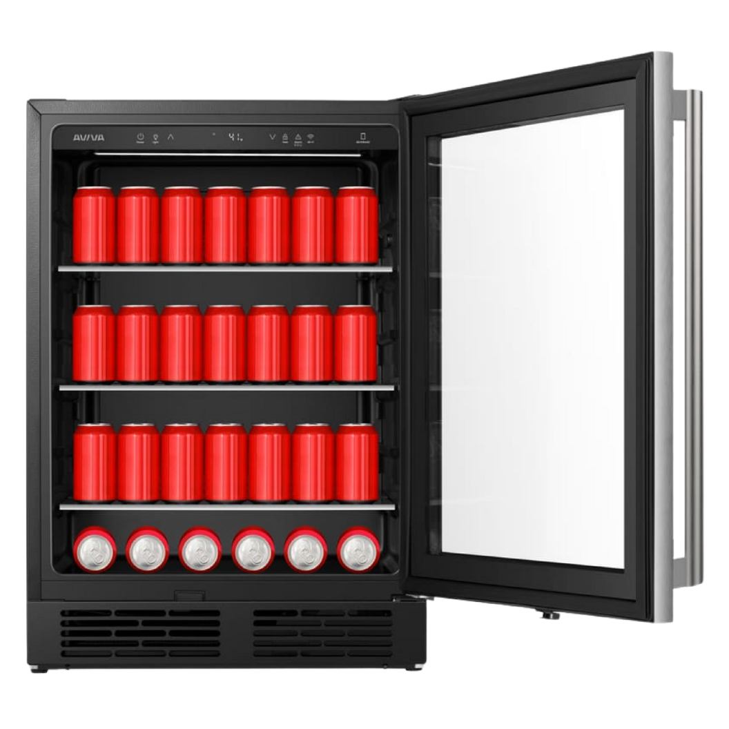 Centre de breuvages 24 po, 140 canettes Inox - 1 zone